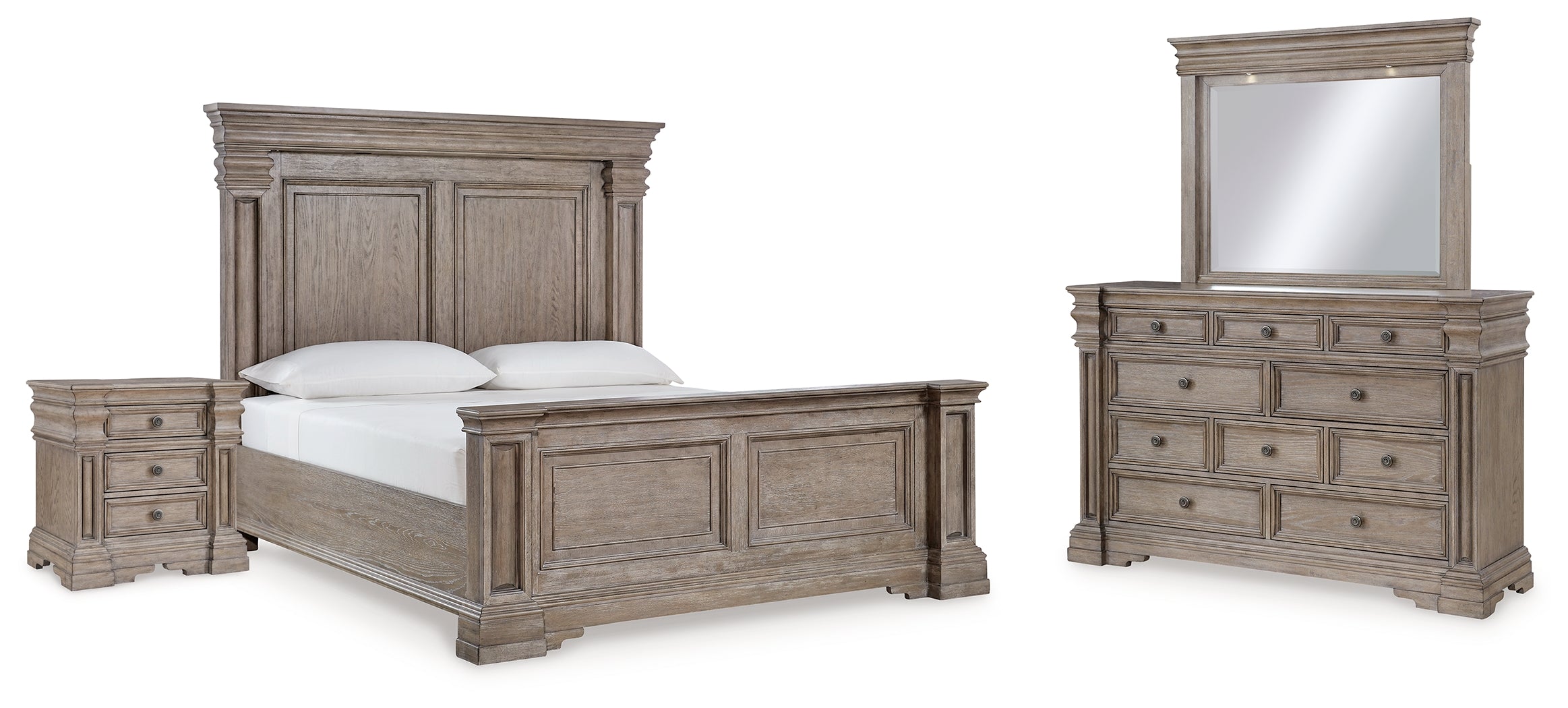 Hoover Furniture Outlet - Ashley Furniture - Blairhurst King Panel Bed, Dresser, Mirror and Nightstand - King Panel Bed, Dresser, Mirror and Nightstand - B916B9