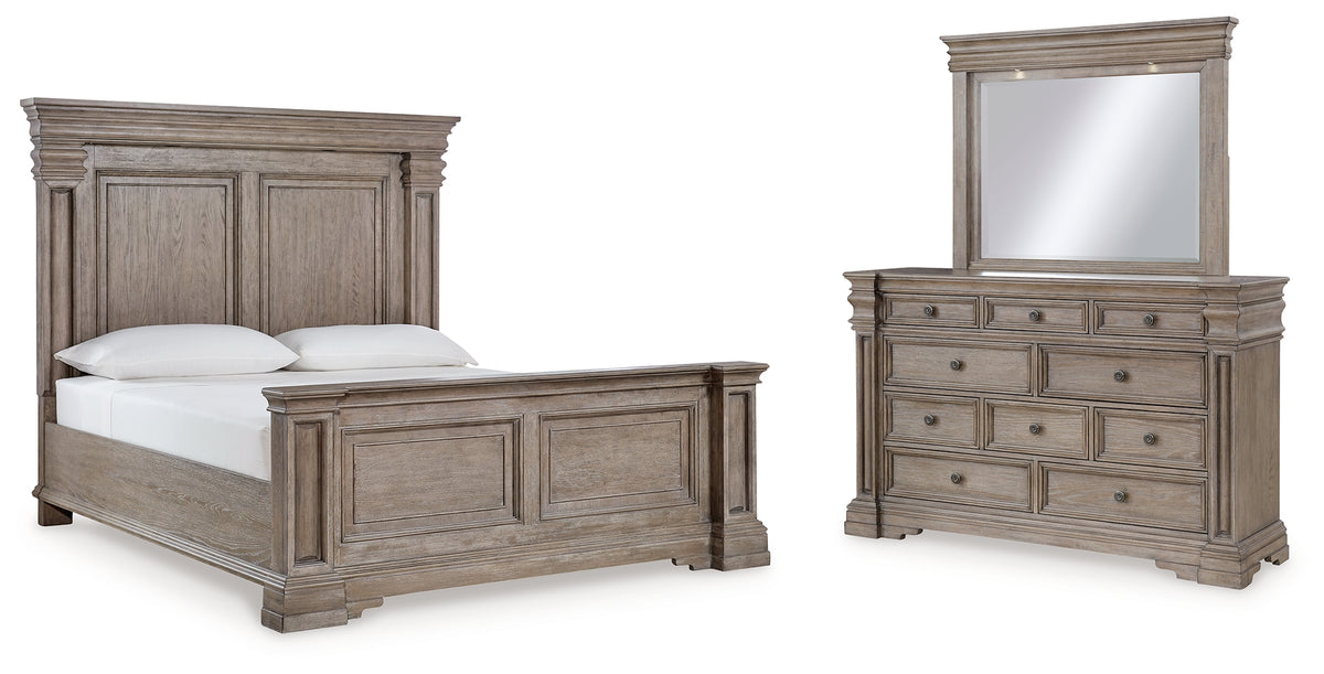 Hoover Furniture Outlet - Ashley Furniture - Blairhurst King Panel Bed, Dresser and Mirror - King Panel Bed, Dresser and Mirror - B916B6