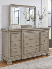 Hoover Furniture Outlet - Ashley Furniture - Lexorne Dresser and Mirror - Dresser and Mirror / Gray - B924B1