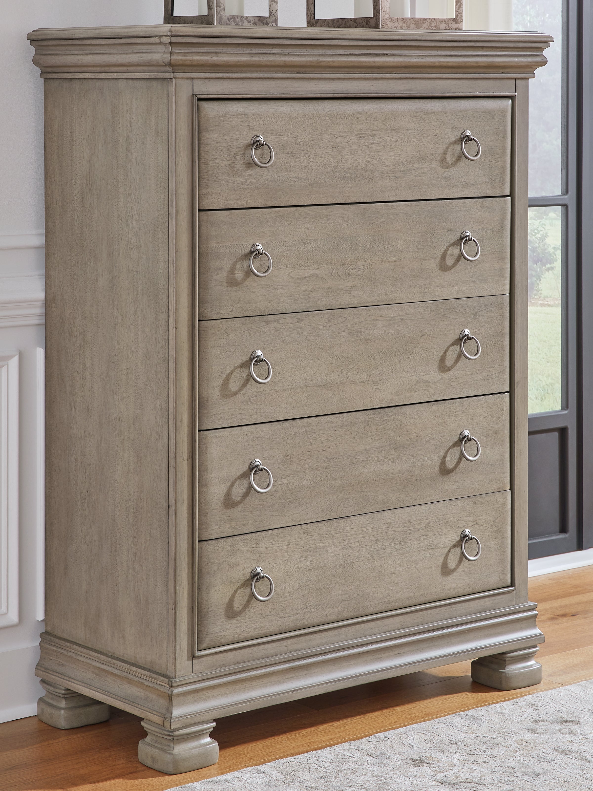 Hoover Furniture Outlet - Ashley Furniture - Lexorne Chest of Drawers - Five Drawer Chest / Gray - B924-46