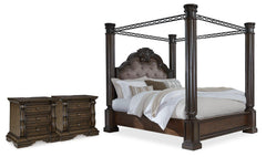Hoover Furniture Outlet - Ashley Furniture - Maylee King Poster Bed and 2 Nightstands - King Poster Bed and 2 Nightstands - B947B21