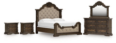 Hoover Furniture Outlet - Ashley Furniture - Maylee King Upholstered Bed, Dresser, Mirror and 2 Nightstands - King Upholstered Bed, Dresser, Mirror and 2 Nightstands - B947B15