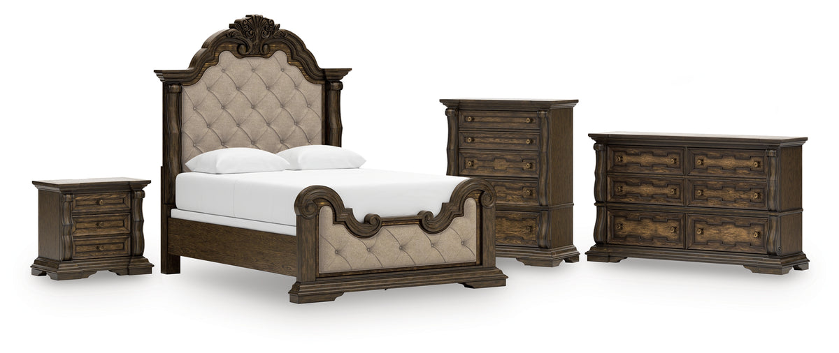 Hoover Furniture Outlet - Ashley Furniture - Maylee Queen Upholstered Bed, Dresser, Chest and Nightstand - Queen Upholstered Bed, Dresser, Chest and Nightstand - B947B12