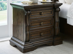 Hoover Furniture Outlet - Ashley Furniture - Maylee Nightstand - Three Drawer Night Stand / Dark Brown - B947-93