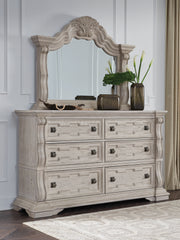 Hoover Furniture Outlet - Ashley Furniture - Bruchandi Dresser and Mirror - Dresser and Mirror / Antique White - PCB948B1