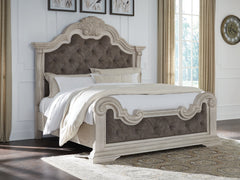 Hoover Furniture Outlet - Ashley Furniture - Bruchandi King Upholstered Panel Bed - King Upholstered Panel Bed / Antique White - PCB948B4