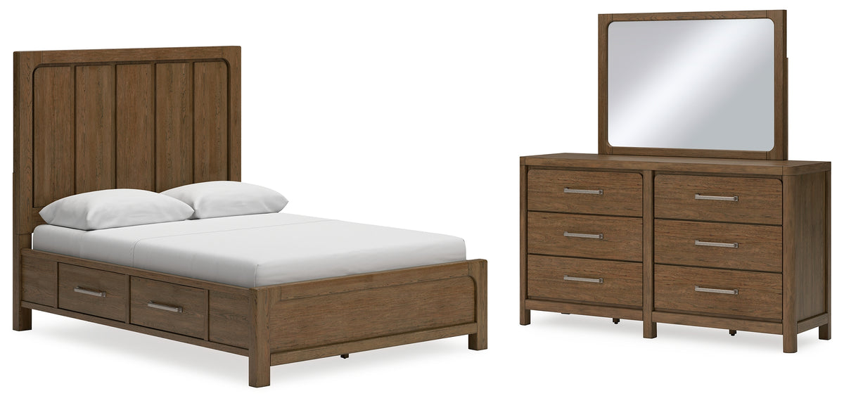 Hoover Furniture Outlet - Ashley Furniture - Cabalynn Queen Panel Bed with Storage, Dresser and Mirror - Queen Panel Bed with Storage, Dresser and Mirror - B974B5