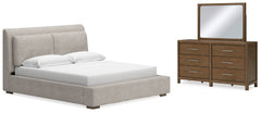 Hoover Furniture Outlet - Ashley Furniture - Cabalynn California King Upholstered Bed, Dresser and Mirror - California King Upholstered Bed, Dresser and Mirror - B974B11