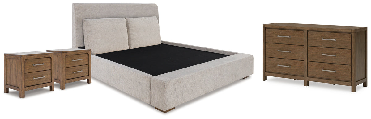 Hoover Furniture Outlet - Ashley Furniture - Cabalynn King Upholstered Bed, Dresser and 2 Nightstands - King Upholstered Bed, Dresser and 2 Nightstands - B974B15