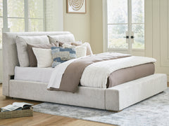 Hoover Furniture Outlet - Ashley Furniture - Cabalynn King Upholstered Bed - King Upholstered Bed / Light Brown - B974B6