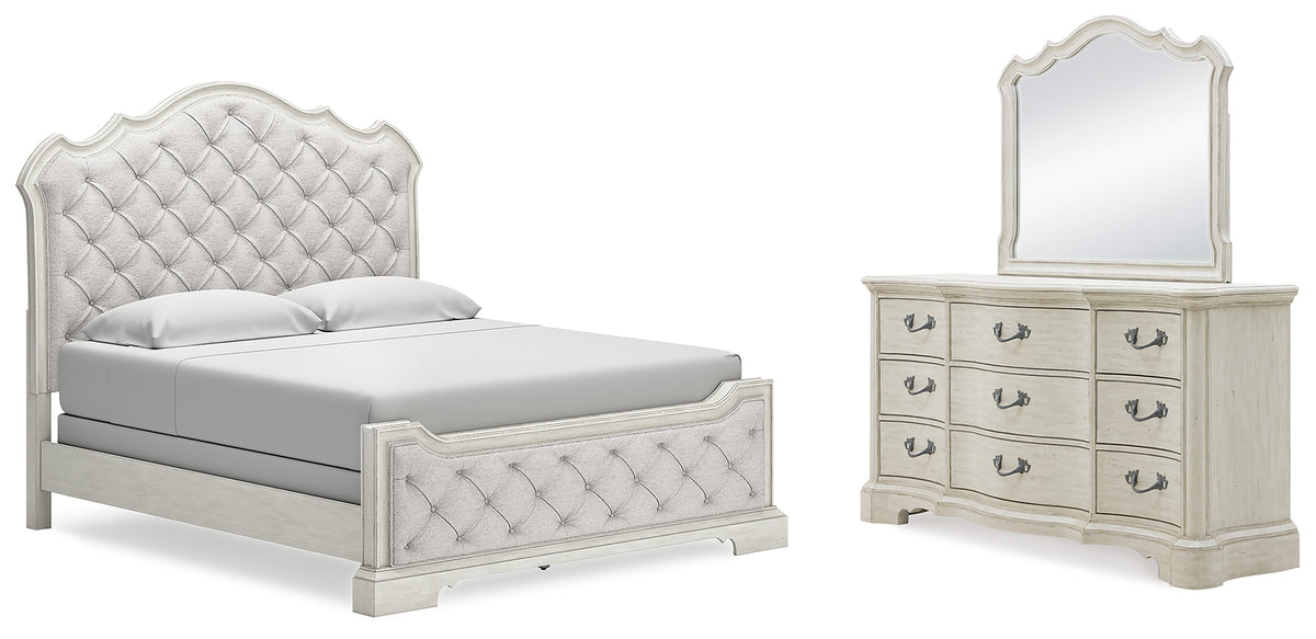 Hoover Furniture Outlet - Ashley Furniture - Arlendyne California King Upholstered Bed, Dresser and Mirror - California King Upholstered Bed, Dresser and Mirror - B980B10
