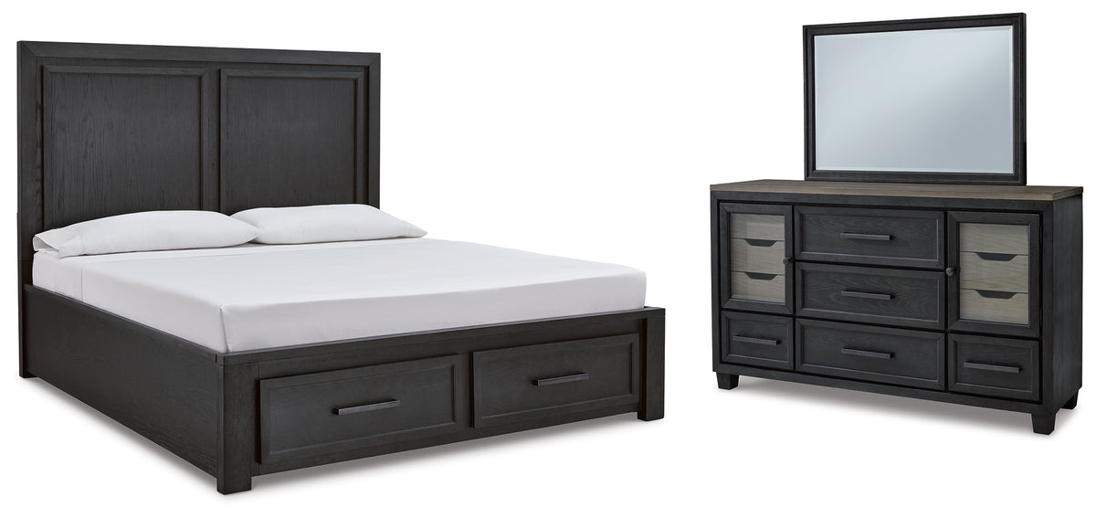 Hoover Furniture Outlet - Ashley Furniture - Foyland King Panel Storage Bed, Dresser and Mirror - King Panel Storage Bed, Dresser and Mirror - B989B7
