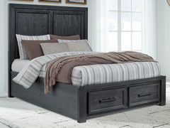 Hoover Furniture Outlet - Ashley Furniture - Foyland Queen Panel Storage Bed - Queen Panel Storage Bed / Black/Brown - B989B2