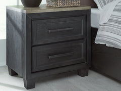 Hoover Furniture Outlet - Ashley Furniture - Foyland Nightstand - Two Drawer Night Stand / Black/Brown - B989-92