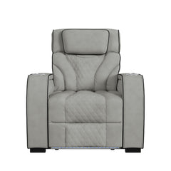 Blitz Motion Recliner with LED in Simba Taupe and Black Welt