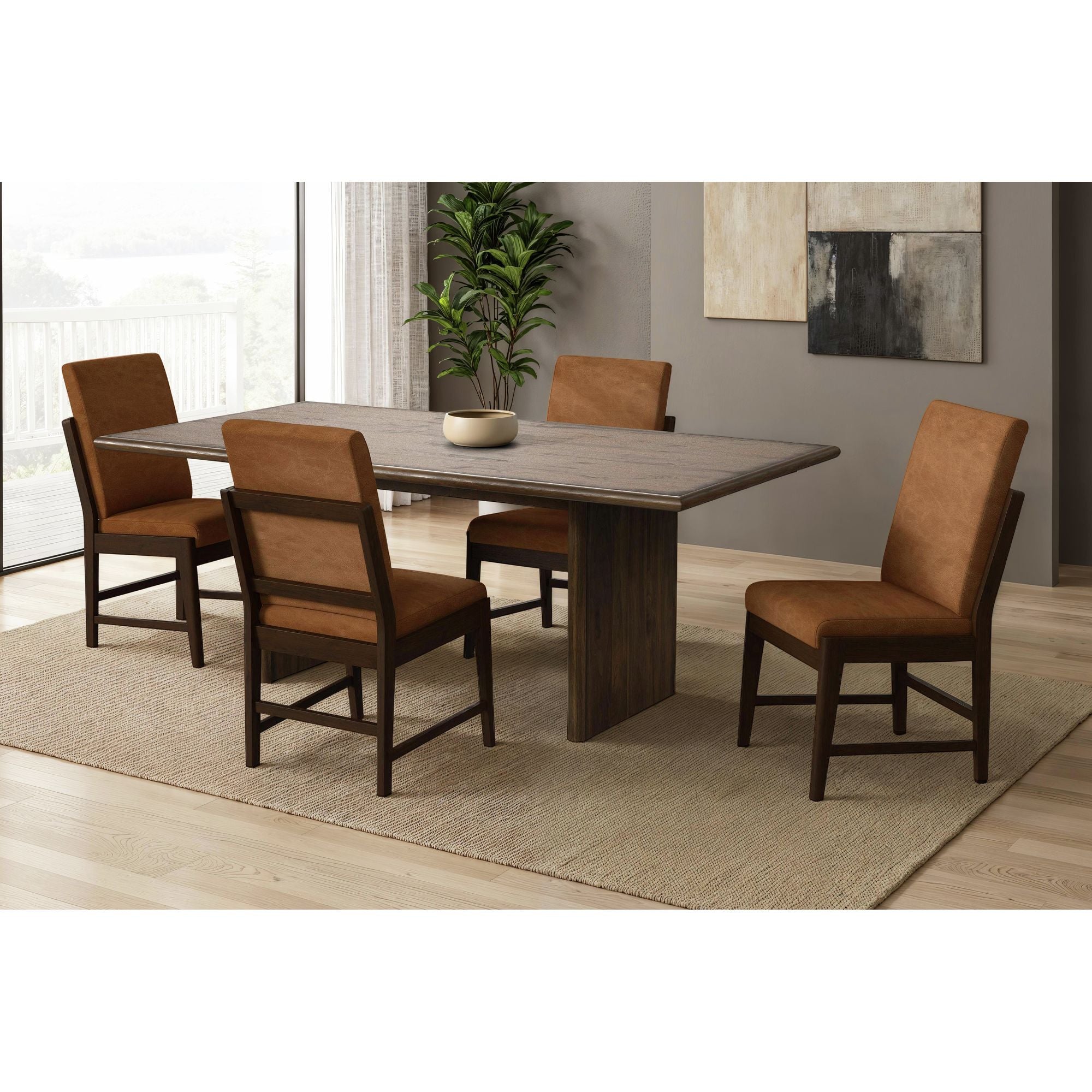 Brisbane Dining Side Chair with Bozeman Brown PU in Brown (2 Per Carton) – SKU D-16760-5-SC1 | Elements