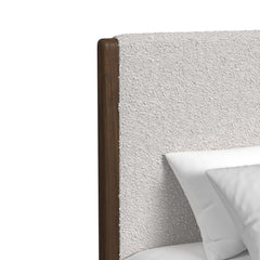 Brisbane Queen UPH Bed with Boucle Beige and LED in Brown