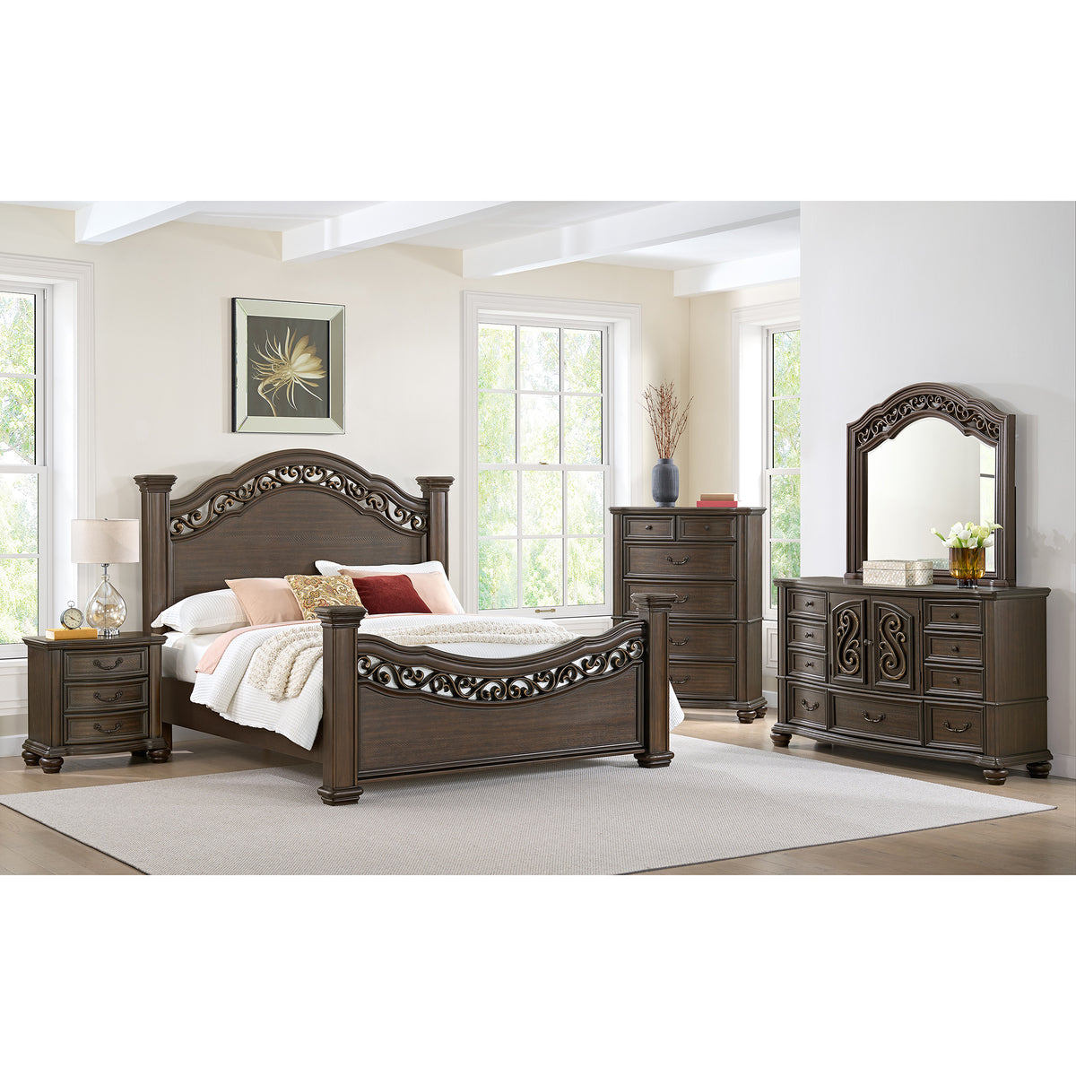 Brunswick King Panel Bed in Mahogany – SKU B-13070-5-KB | Elements