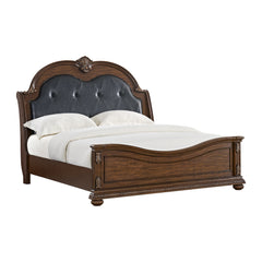 Cadenza King UPH Bed with Black PU in Brown