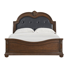 Cadenza King UPH Bed with Black PU in Brown
