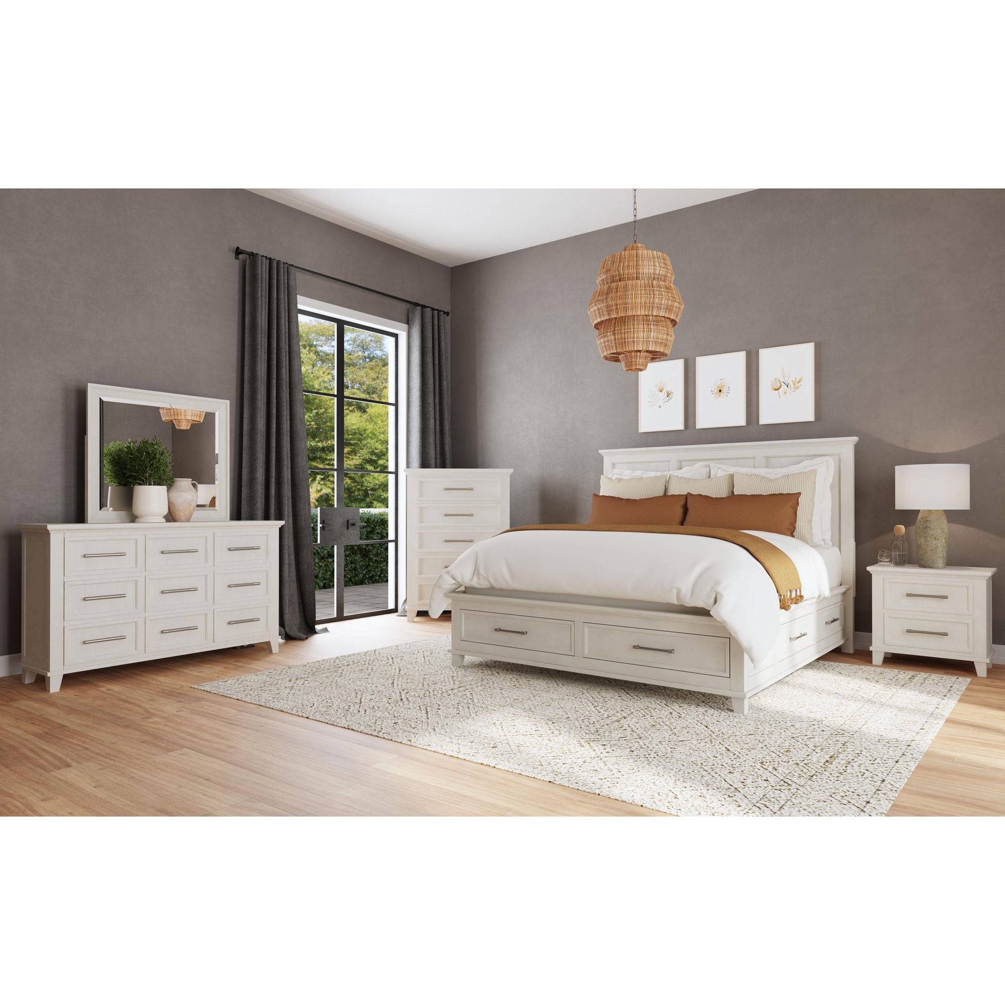 Canterbury Dresser and Mirror Set in Ivory – SKU B-13030-7-DRMR | Elements