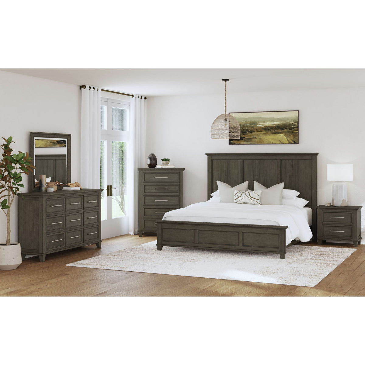 Canterbury King Panel Bed in Grey – SKU B-13030-3-KB | Elements