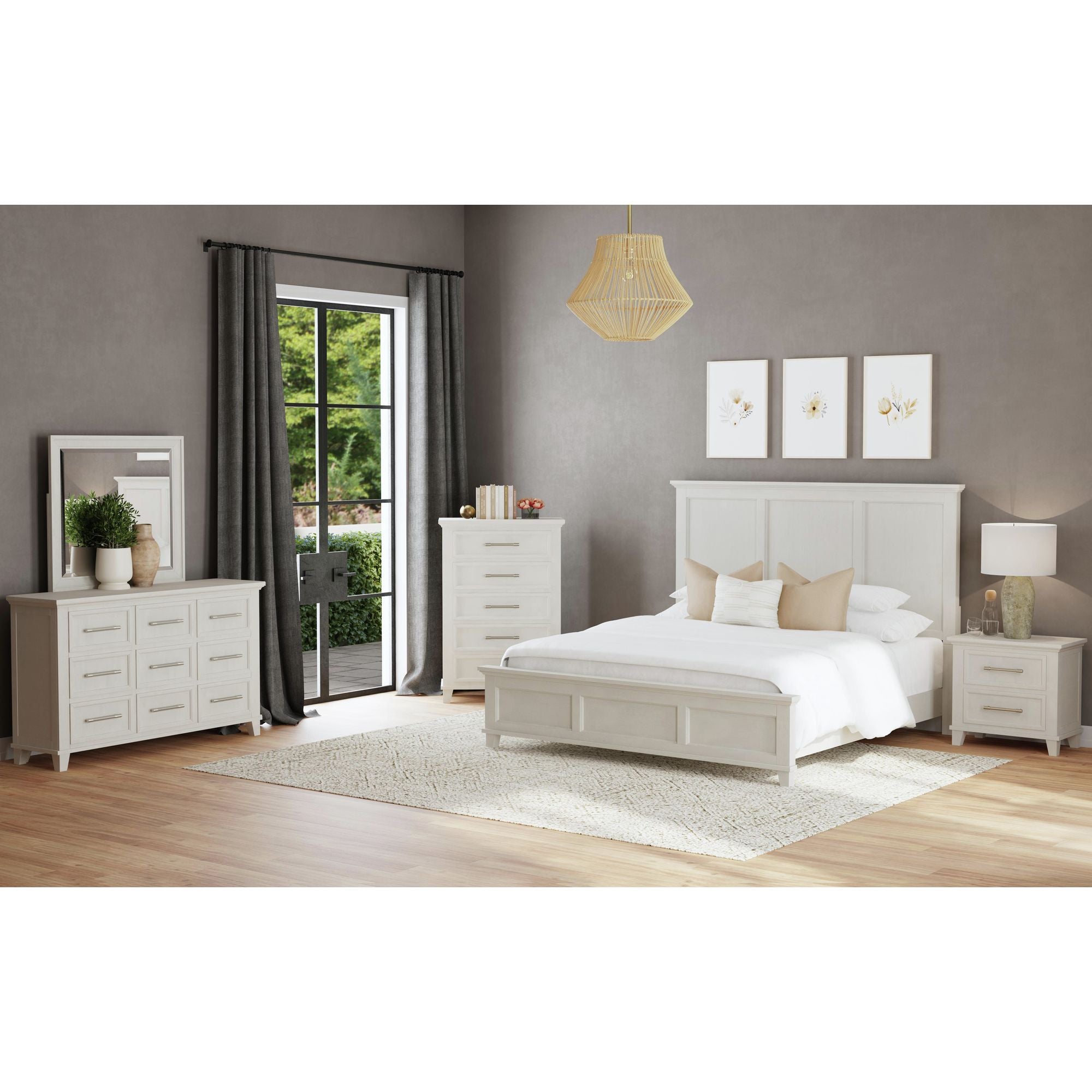 Canterbury Queen Panel Bed in Ivory – SKU B-13030-7-QB | Elements