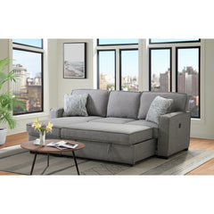 Caracas Sectional Sleeper Chofa with Pull Bed, Drop Table & USB in Palmer Grey