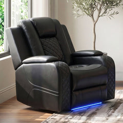 U-890 Power Motion Recliner with Power Headrest, LED in Pebble Black