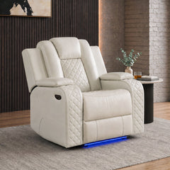 U-890 Power Motion Recliner with Power Headrest, LED in Oyster
