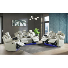 Carlo Power Motion Recliner with Power Headrest, LED in Pebble Oyster