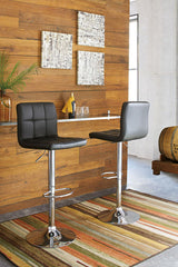 Hoover Furniture Outlet - Ashley Furniture - Bellatier Adjustable Height Bar Stool (Set of 2) - Adjustable Height Bar Stool (Set of 2) / Black/Chrome Finish - D120-130X2