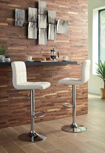 Hoover Furniture Outlet - Ashley Furniture - Bellatier Adjustable Height Bar Stool (Set of 2) - Adjustable Height Bar Stool (Set of 2) / Bone - D120-230X2