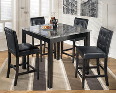 Hoover Furniture Outlet - Ashley Furniture - Maysville Counter Height Dining Table and Bar Stools (Set of 5) - Square Counter TBL Set (5/CN) / Black - D154-223