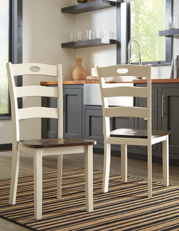 Hoover Furniture Outlet - Ashley Furniture - Woodanville Dining Chair (Set of 2) - Dining Chair (Set of 2) / Cream/Brown - D335-01X2