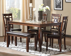 Hoover Furniture Outlet - Ashley Furniture - Bennox Dining Table and Chairs with Bench (Set of 6) - Dining Room Table Set (6/CN) / Brown - D384-325