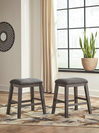 Hoover Furniture Outlet - Ashley Furniture - Caitbrook Counter Height Upholstered Bar Stool (Set of 2) - Counter Height Upholstered Bar Stool (Set of 2) / Gray - D388-024X2