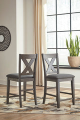 Hoover Furniture Outlet - Ashley Furniture - Caitbrook Counter Height Upholstered Bar Stool (Set of 2) - Counter Height Upholstered Bar Stool (Set of 2) / Gray - D388-124X2