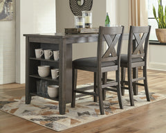 Hoover Furniture Outlet - Ashley Furniture - Caitbrook Counter Height Dining Table and 2 Barstools - Counter Height Dining Table and 2 Barstools / Gray - D388D5