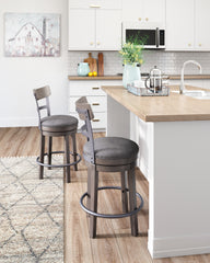 Hoover Furniture Outlet - Ashley Furniture - Caitbrook Counter Height Bar Stool - UPH Swivel Barstool (1/CN) / Gray - D388-224