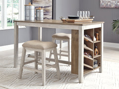 Hoover Furniture Outlet - Ashley Furniture - Skempton Counter Height Dining Table - RECT Counter Table w/Storage / White/Light Brown - D394-32