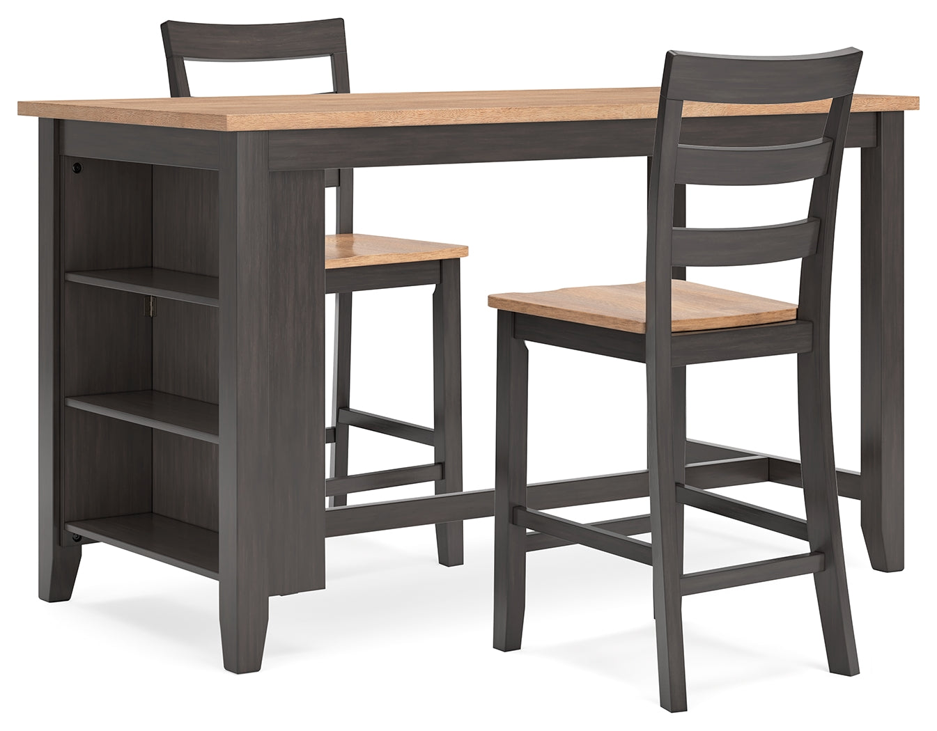 Hoover Furniture Outlet - Ashley Furniture - Gesthaven Counter Height Dining Table and 2 Barstools - Counter Height Dining Table and 2 Barstools / Natural/Brown - D396D3