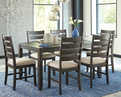 Hoover Furniture Outlet - Ashley Furniture - Rokane Dining Table and Chairs (Set of 7) - Dining Room Table Set (7/CN) / Brown - D397-425