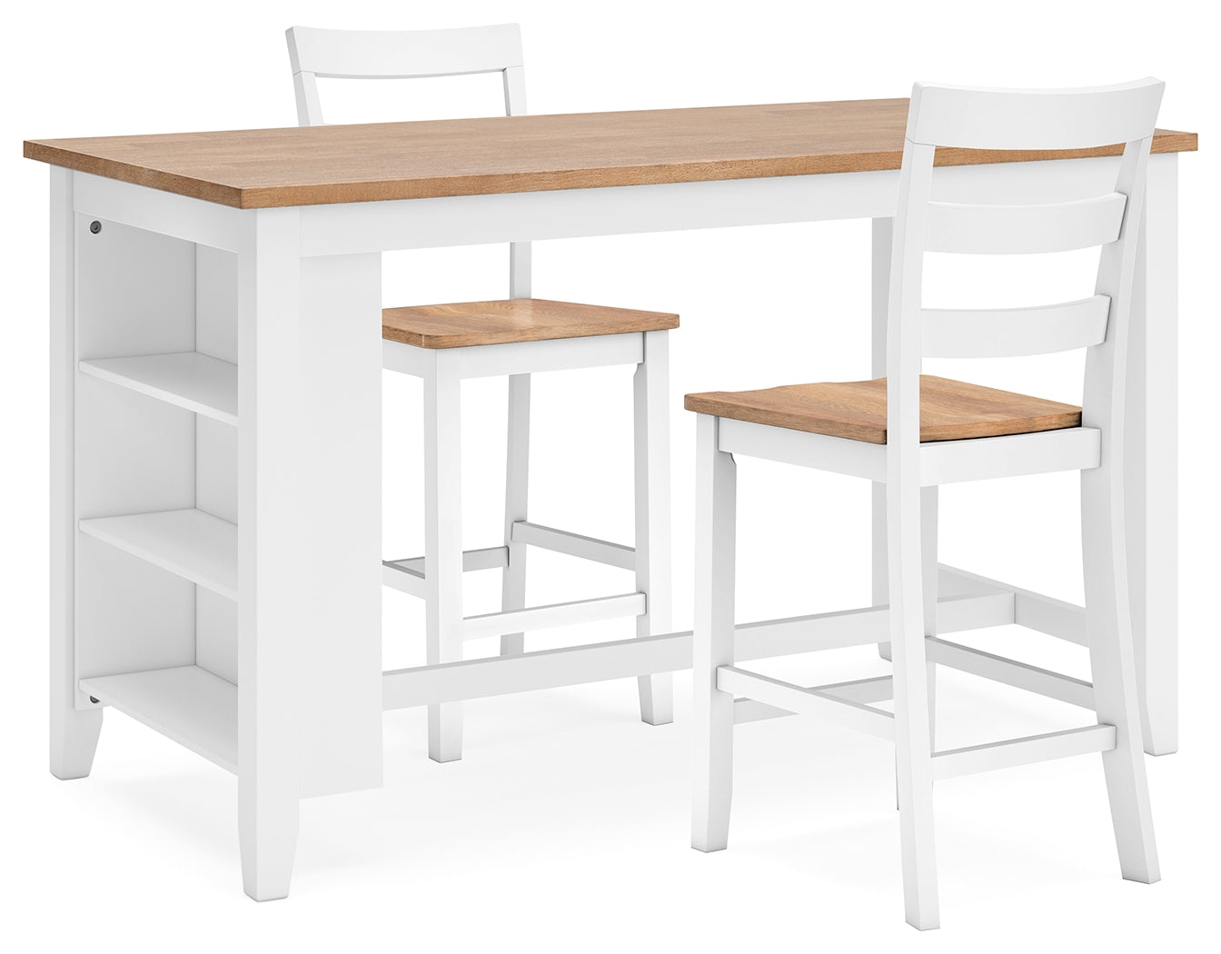 Hoover Furniture Outlet - Ashley Furniture - Gesthaven Counter Height Dining Table and 2 Barstools - Counter Height Dining Table and 2 Barstools / Natural/White - D398D3