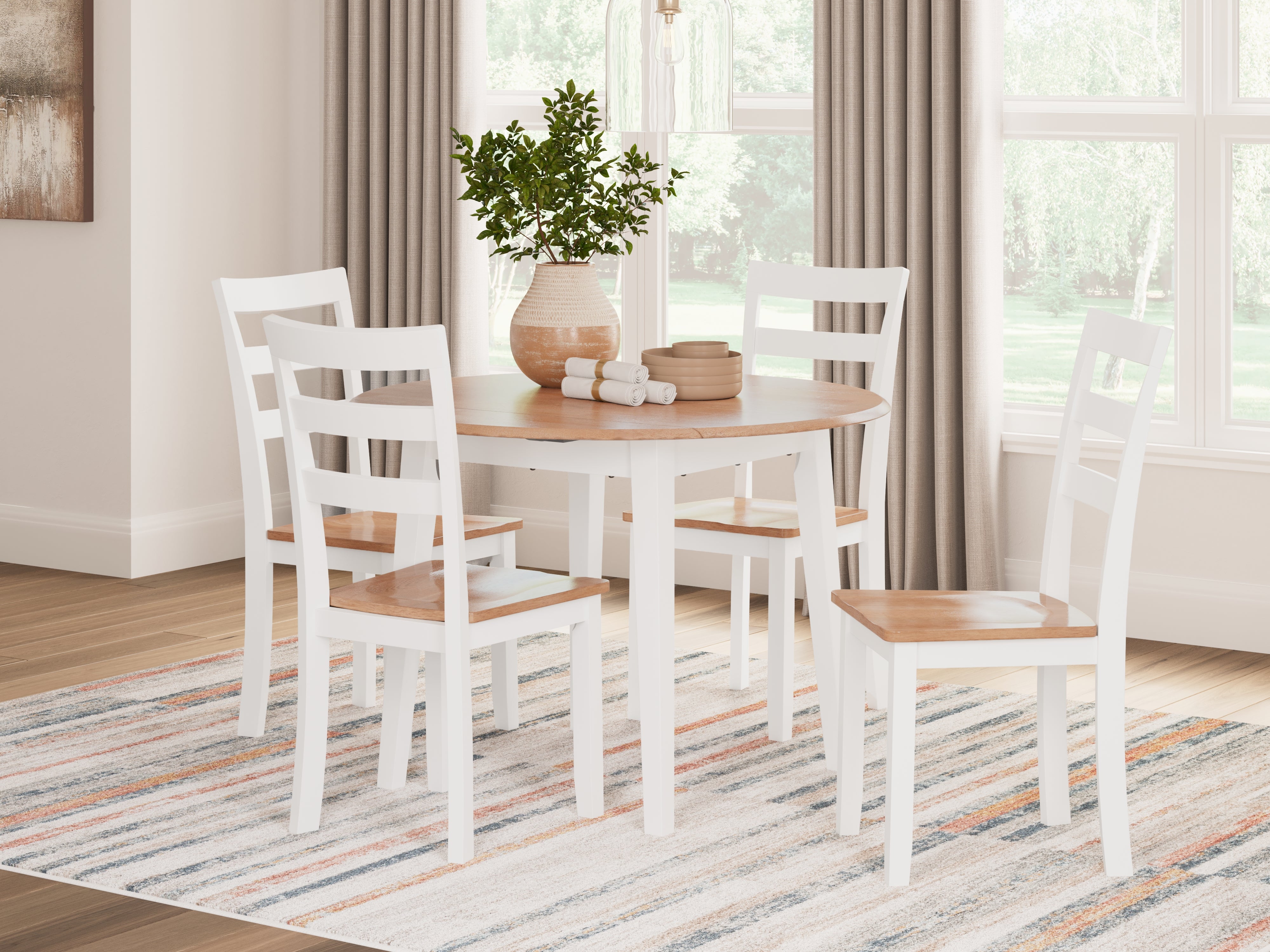 Hoover Furniture Outlet - Ashley Furniture - Gesthaven Dining Table and 4 Chairs - Dining Table and 4 Chairs / Natural/White - D398D1