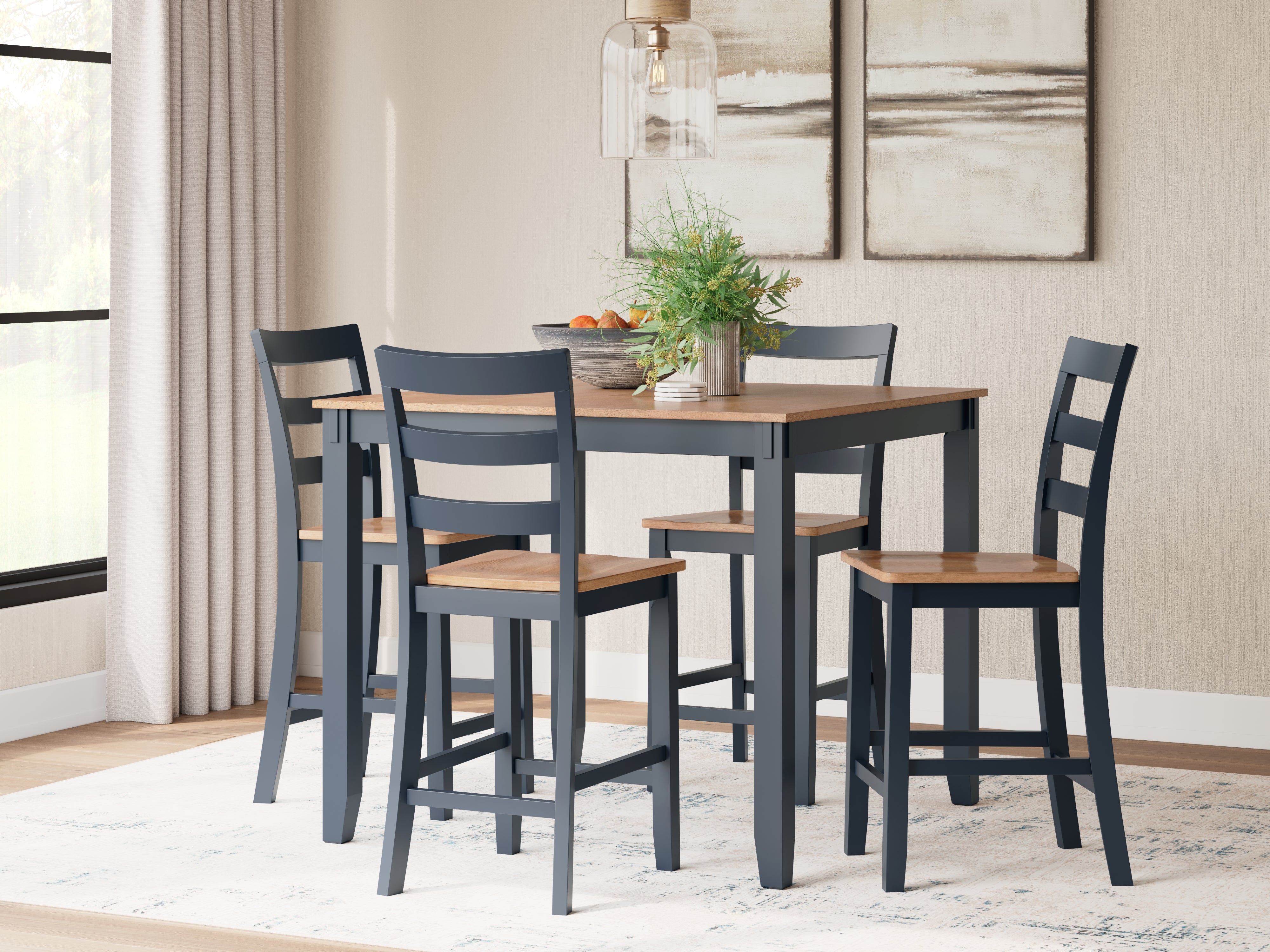 Hoover Furniture Outlet - Ashley Furniture - Gesthaven Counter Height Dining Table and 4 Barstools (Set of 5) - DRM Counter Table Set (5/CN) - D399-223