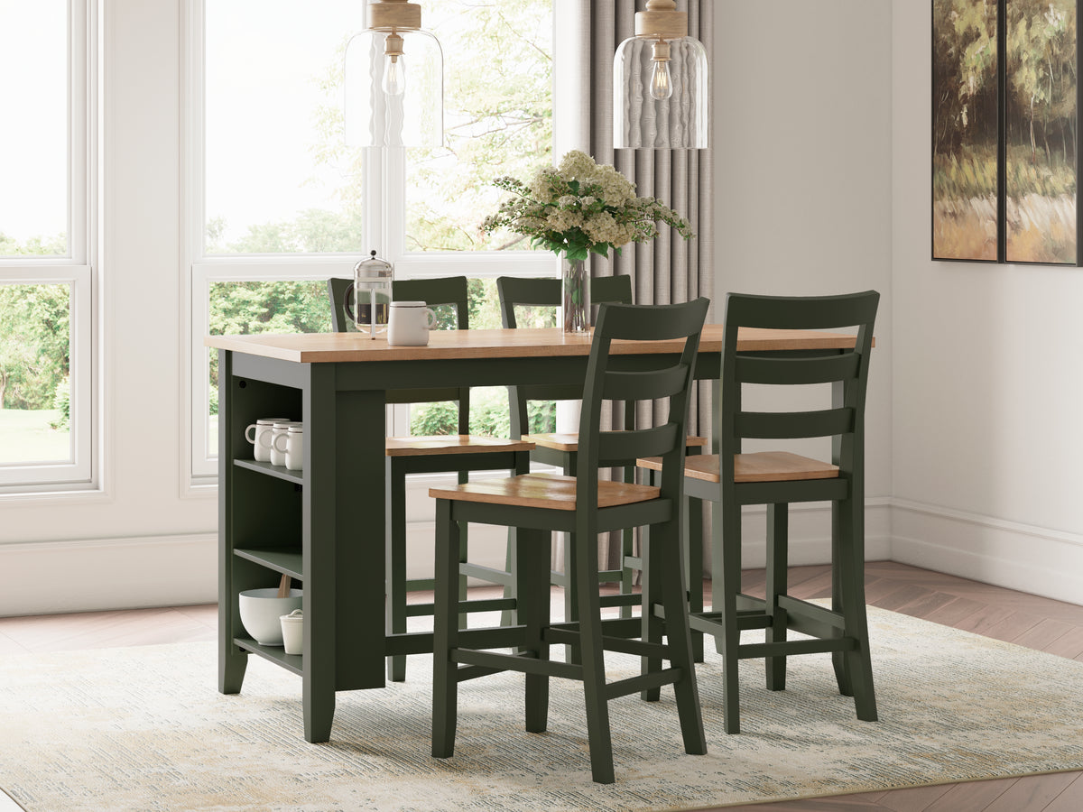 Hoover Furniture Outlet - Ashley Furniture - Gesthaven Counter Height Dining Table and 4 Barstools - Counter Height Dining Table and 4 Barstools - D401D2