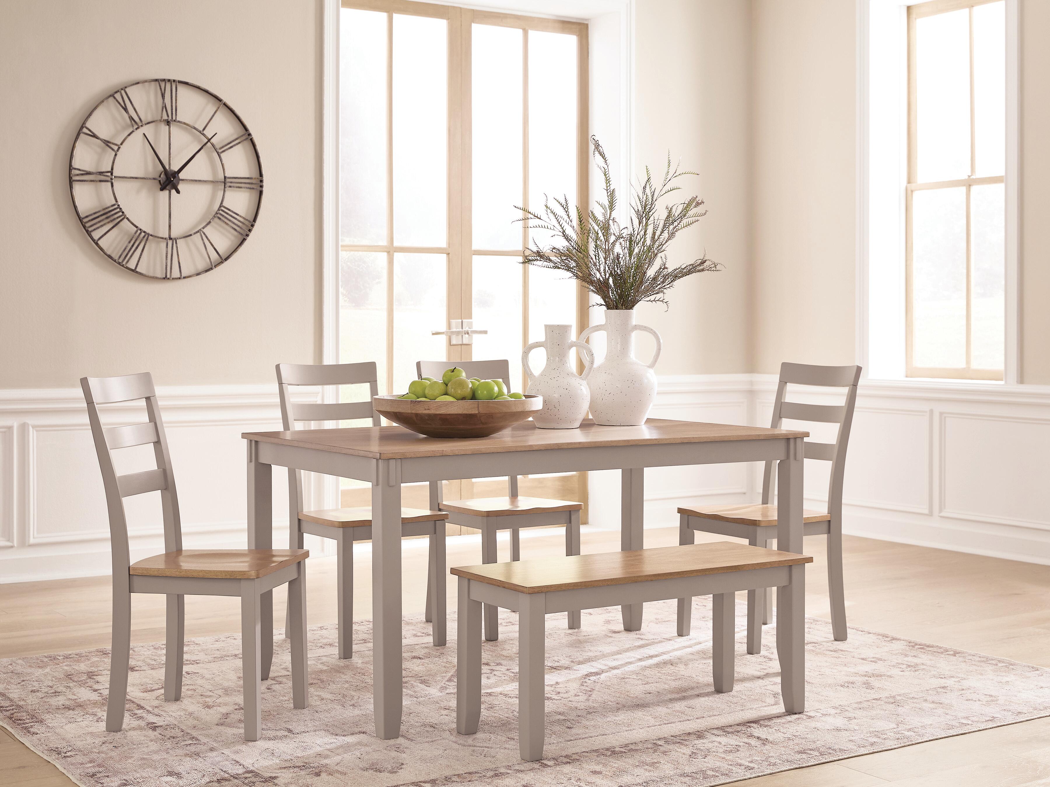 Hoover Furniture Outlet - Ashley Furniture - Harperfeld Dining Table and 4 Chairs and Bench (Set of 6) - Dining Room Table Set (6/CN) - PCD403-325