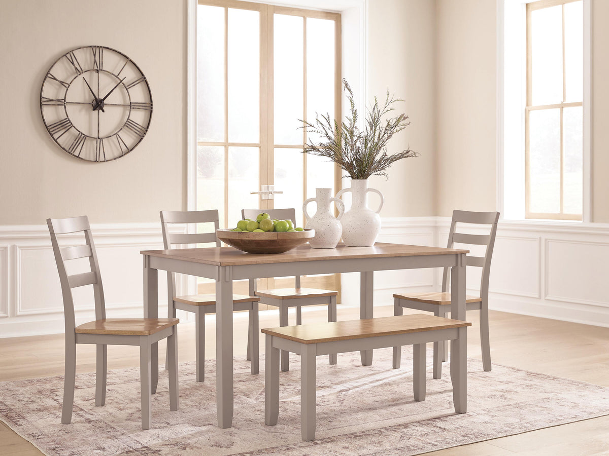 Hoover Furniture Outlet - Ashley Furniture - Harperfeld Dining Table and 4 Chairs and Bench (Set of 6) - Dining Room Table Set (6/CN) - PCD403-325