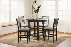 Hoover Furniture Outlet - Ashley Furniture - Langwest Counter Height Dining Table and 4 Barstools (Set of 5) - DRM Counter Table Set (5/CN) / Brown - D422-223